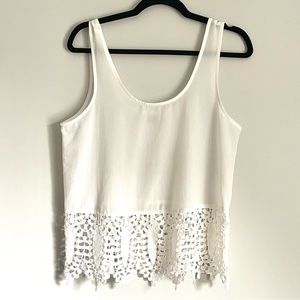 White Lucca Couture Lace Hem Crop Top